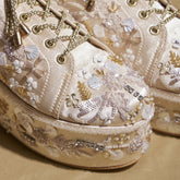 Kainat gold Gold Embroidered Wedge Sneakers – 3 to 3.5 Inch Heel | Festive,  & Customisable